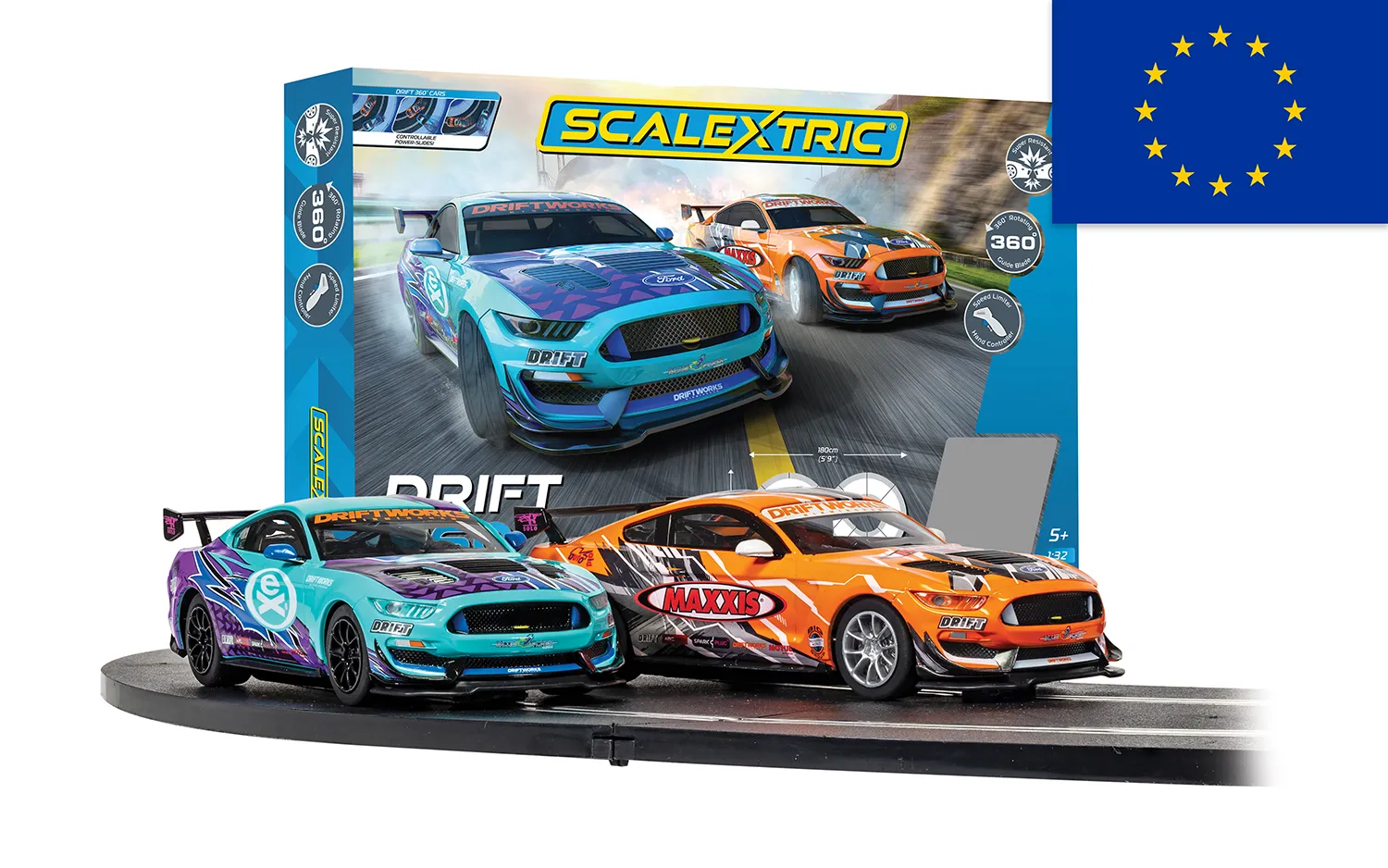 Scalextric Drift 360 Race Set - Euro 2 pin plug