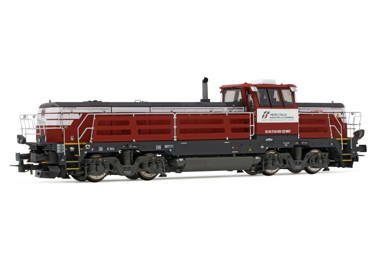 Mercitalia Shunting & Terminal, Diesellokomotive EffiShunter 1000 in rot/grauer Lackierung mit weißen Streifen, Ep. VI, mit DCC-Sounddecoder