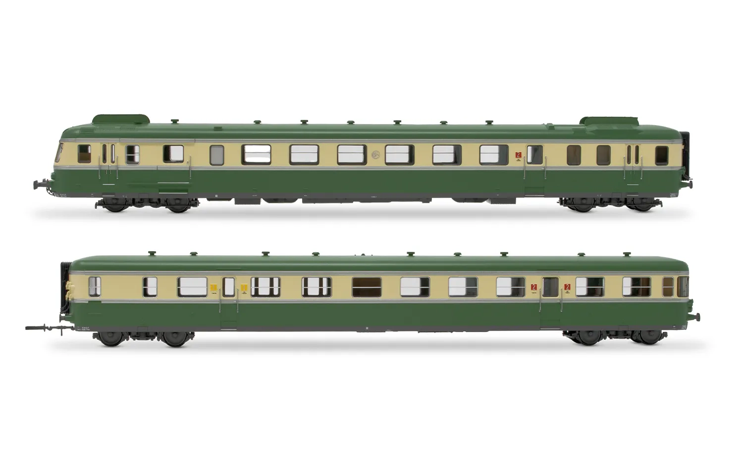 Autorail diesel RGP 1 avec remorque, SNCF, gris/orange, alpazur - Jouef