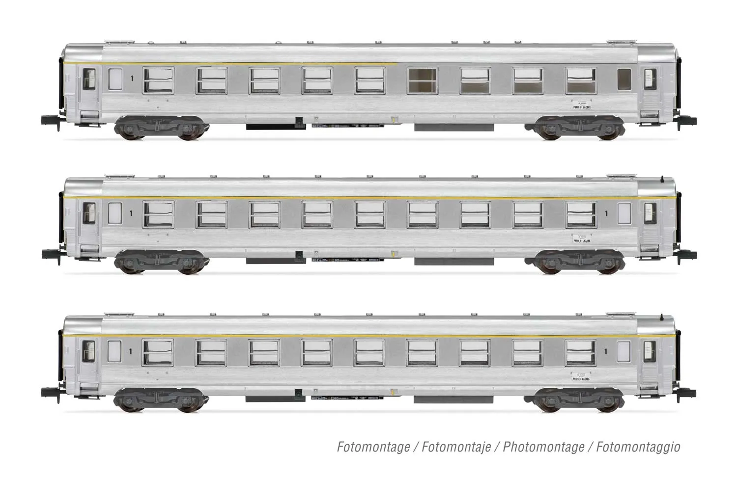 SNCF, 3-tlg. Set "La Mouette", DEV Inox Reisezugwagen, 2 x A9 + 1 x A5 Cafeteria, Ep. IV