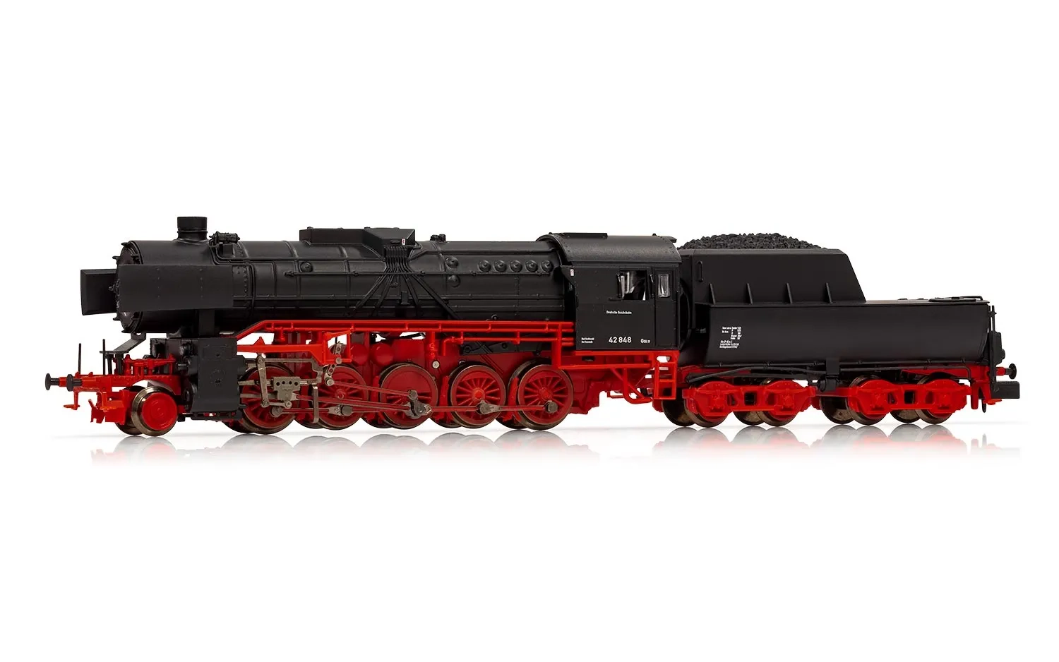 DR, steam locomotive class 42, black/red livery, 42 848, period III, with DCC sound decoder
