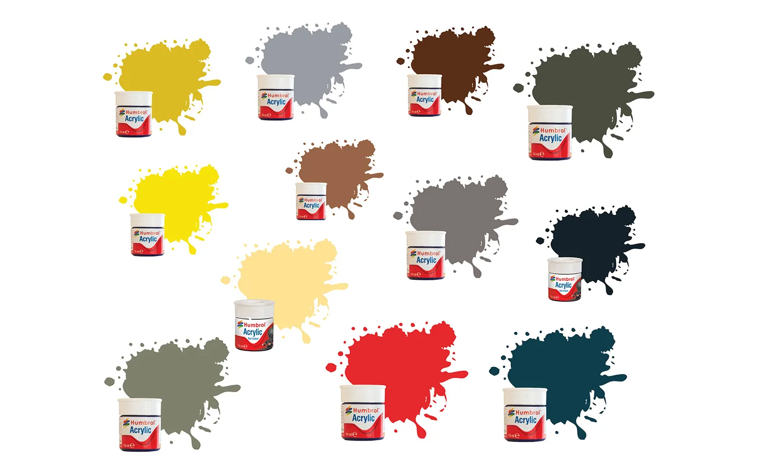 Humbrol Acrylic Paint Bundle - 12 for the Price of 6