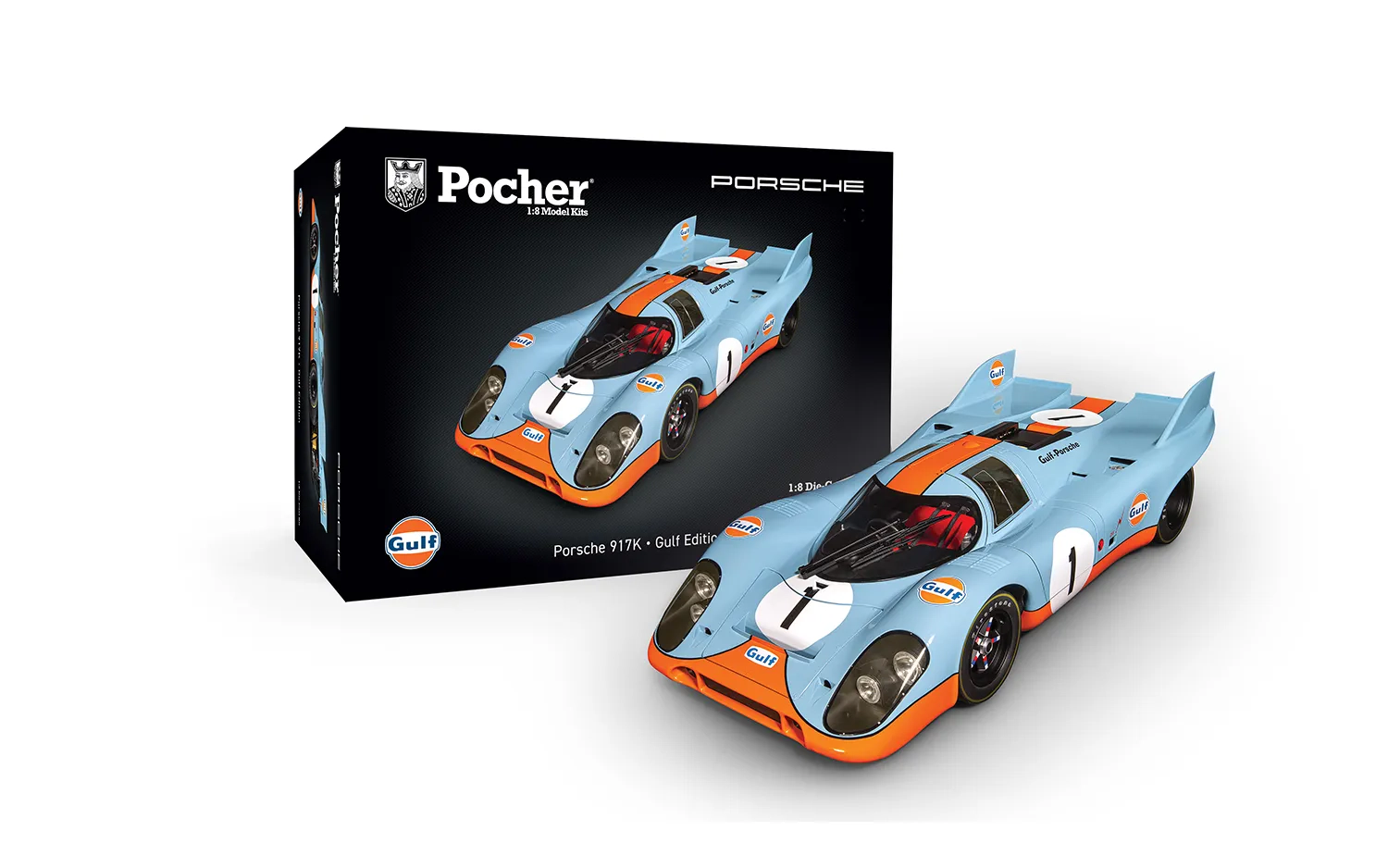 1:8 Porsche 917K Gulf Edition Modellbausatz – Jetzt erhältlich bij ! | Modelo Mondo