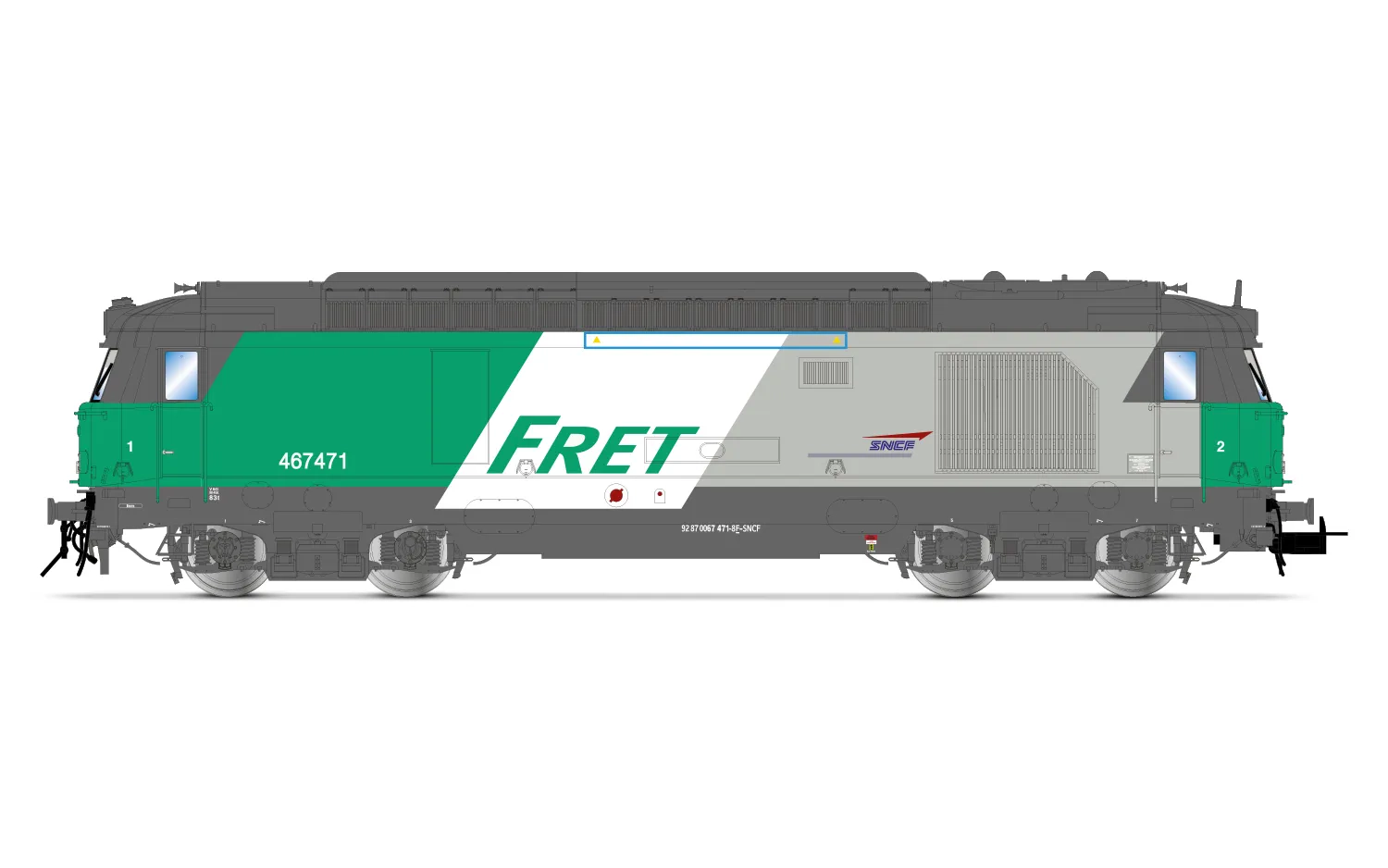 SNCF, locomotive diesel BB 467471 à parois latérales lisses, livrée FRET, ép. VI