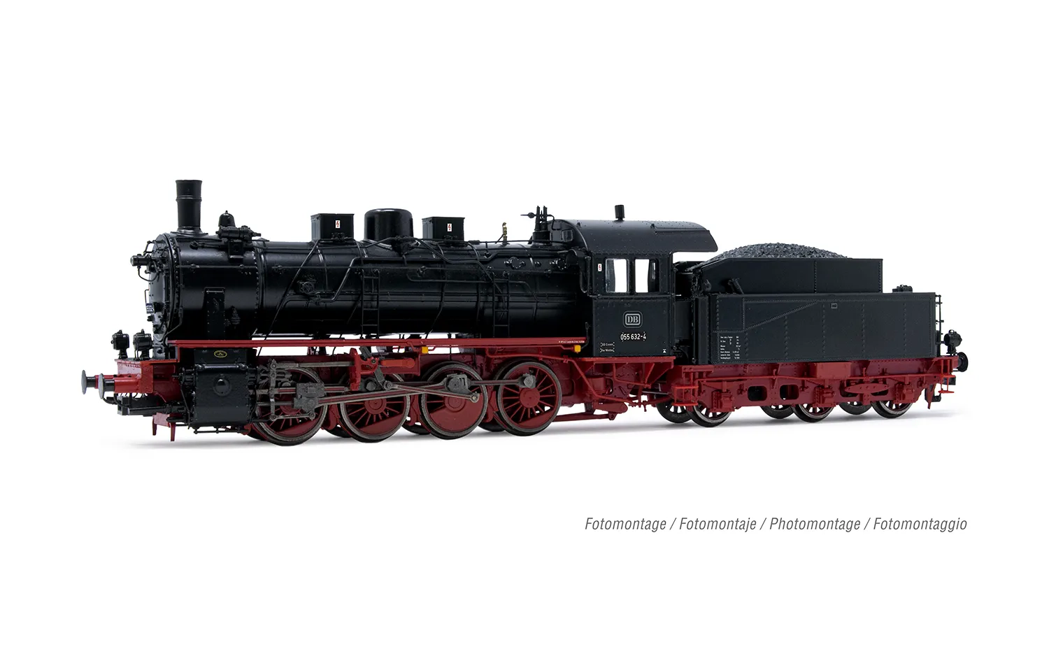 DB, Dampflokomotive 055 632-4, in schwarz/roter Lackierung, Ep. IV