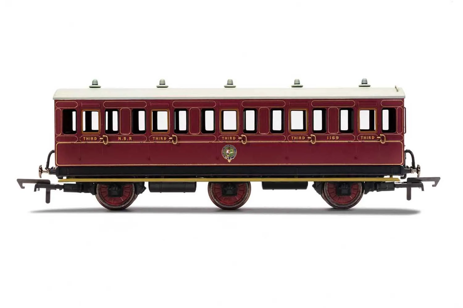 NBR, 6 Wheel Coach, 3rd Class, Fitted Lights, 1169 - Era 2