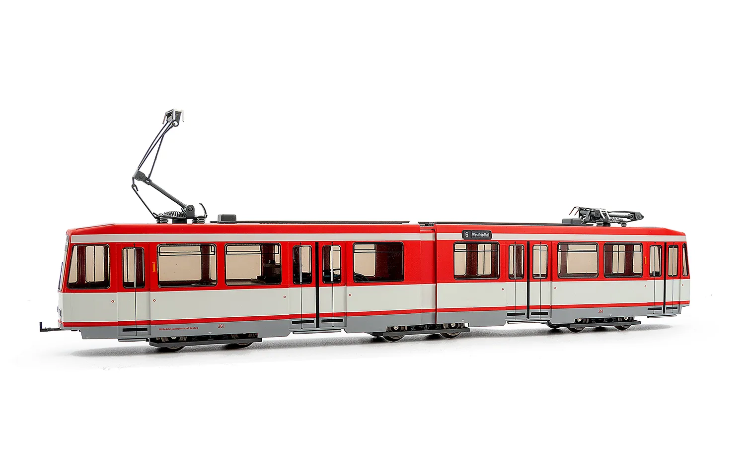 Tram, Duewag M6, (Nürnberg) red/white livery, ep. IV-V, with DCC digital decoder