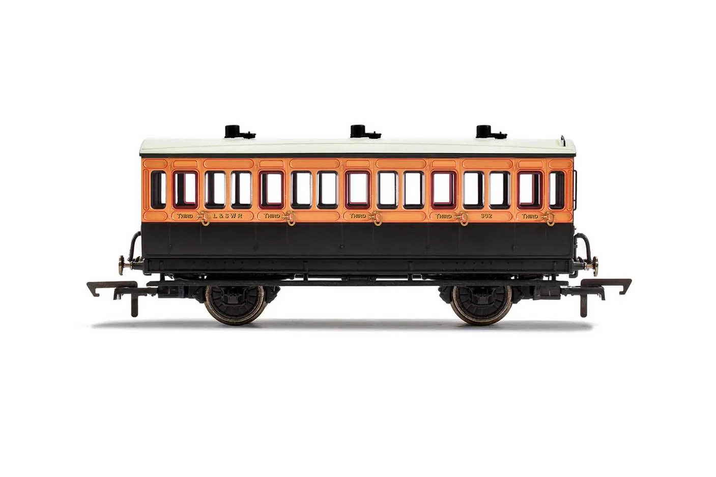 LSWR, 4 Wheel Coach, 3rd Class, 302 - Era 2