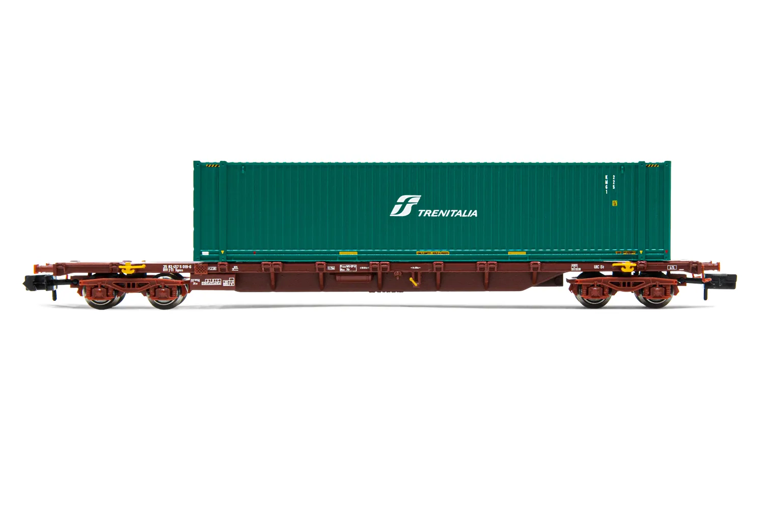 FS, 4-axle container wagon Sgnss, loaded with 45 container ”Trenitalia”, period V-VI