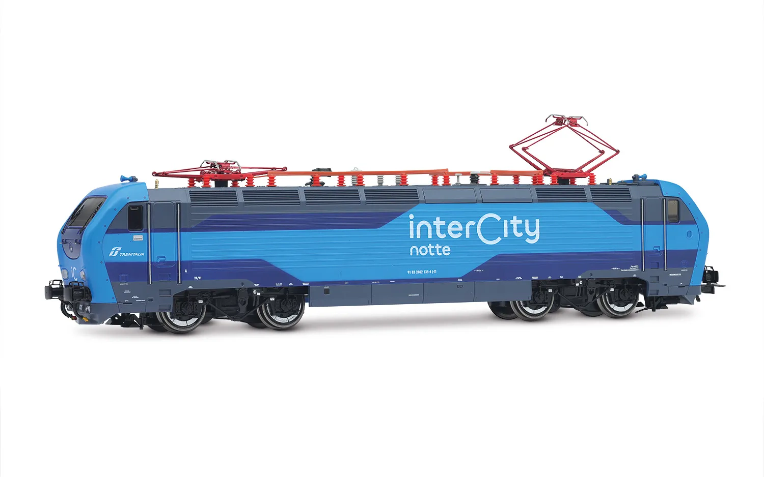 FS, electric locomotive E.402B in new "Intercity Notte" new blue livery, ep. VI