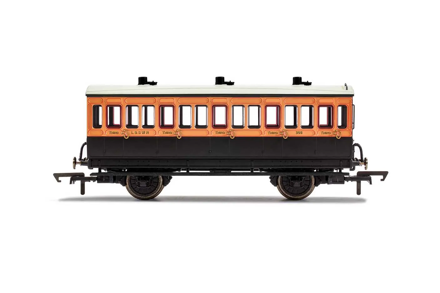 LSWR, 4 Wheel Coach, 3rd Class, 308 - Era 2