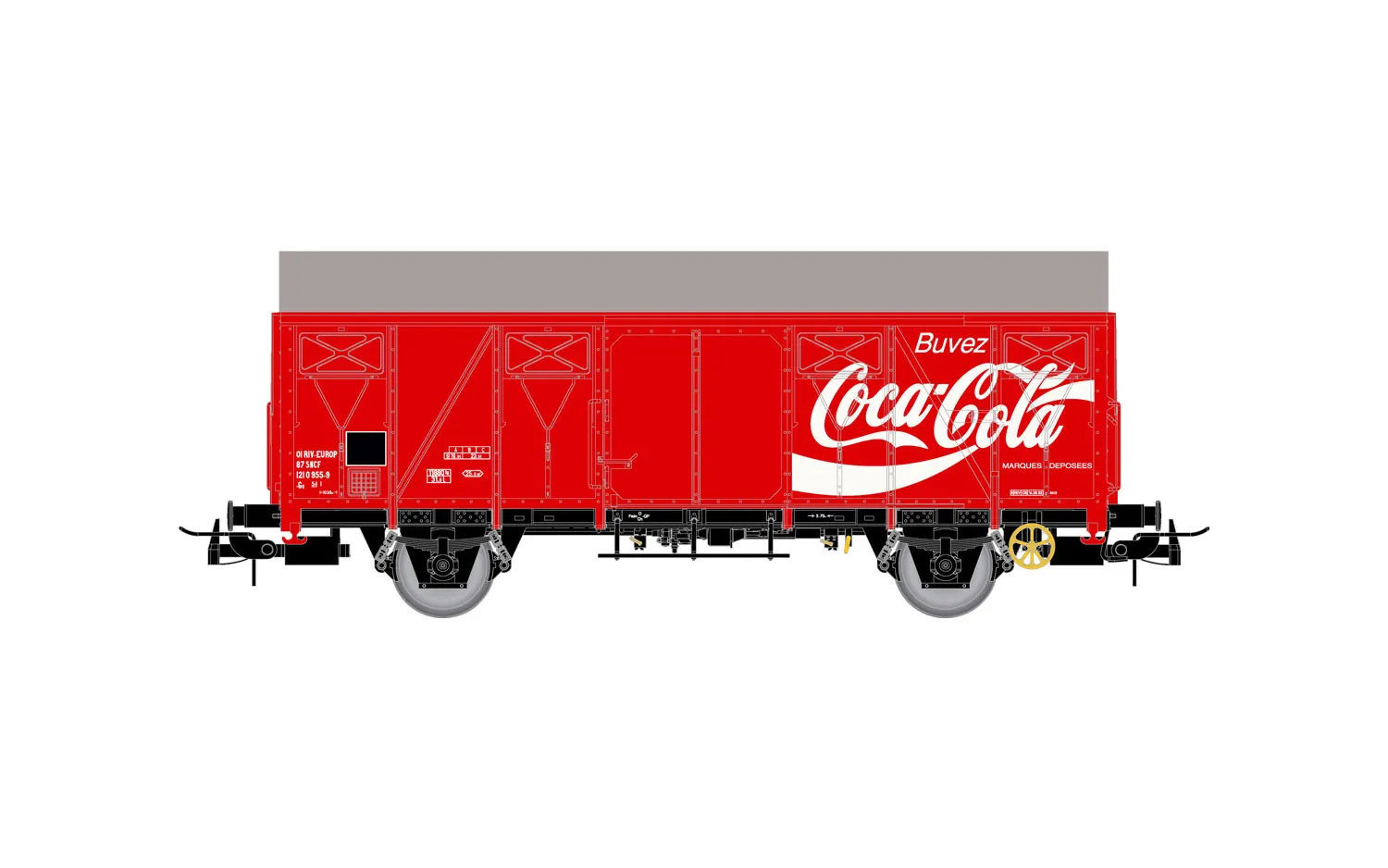 SNCF, wagon fermé à 2 essieux G4 avec parois lisses, livrée "Coca Cola", ép. IV