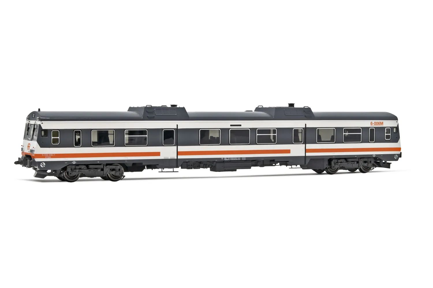 RENFE, diesel railcar 596, "Regionales R1" livery, 9-596-006-7, period V