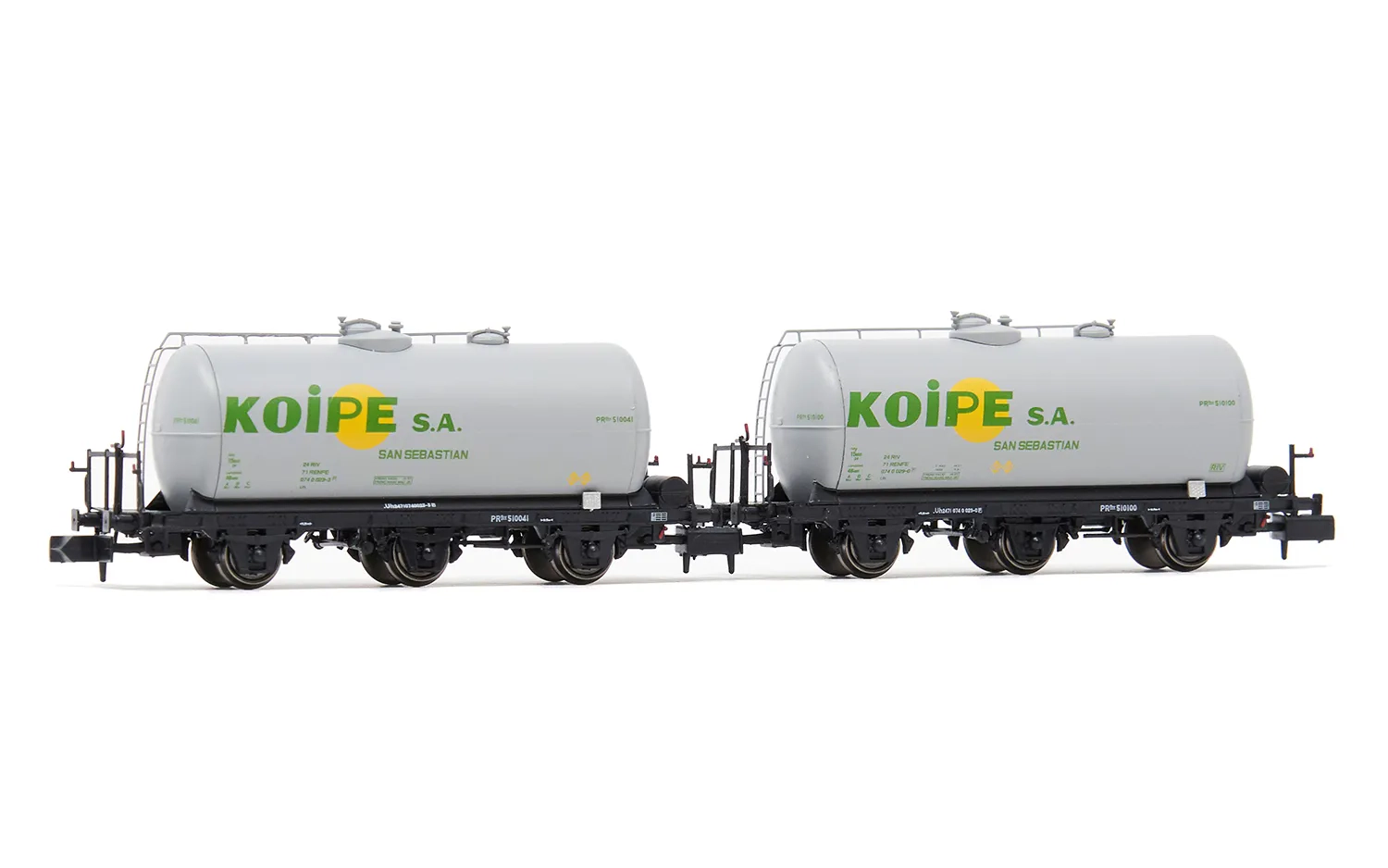 RENFE, 2-unit pack of 3-axle tank wagons, Koype livery, ep. IV