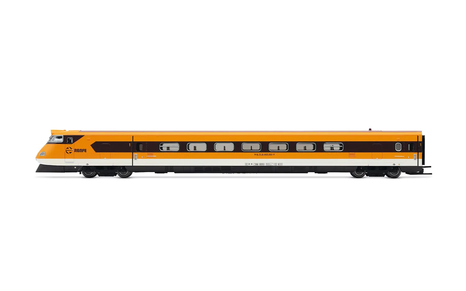 RENFE, tilting high-speed EMU class 443, with brown roof and modern logo, ep. IVb, with DCC sound decoder