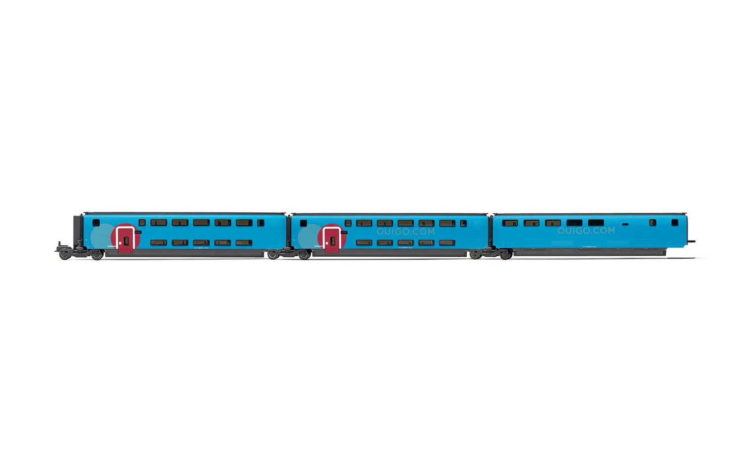 SNCF, 3-unit additional set of TGV Duplex Ouigo coaches, including 2 x ex 1st class coaches and 1 x bar coach, period VI