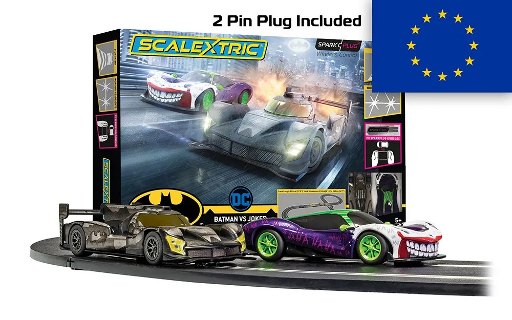 Scalextric Spark Plug - Batman vs Joker Race Set - European plug