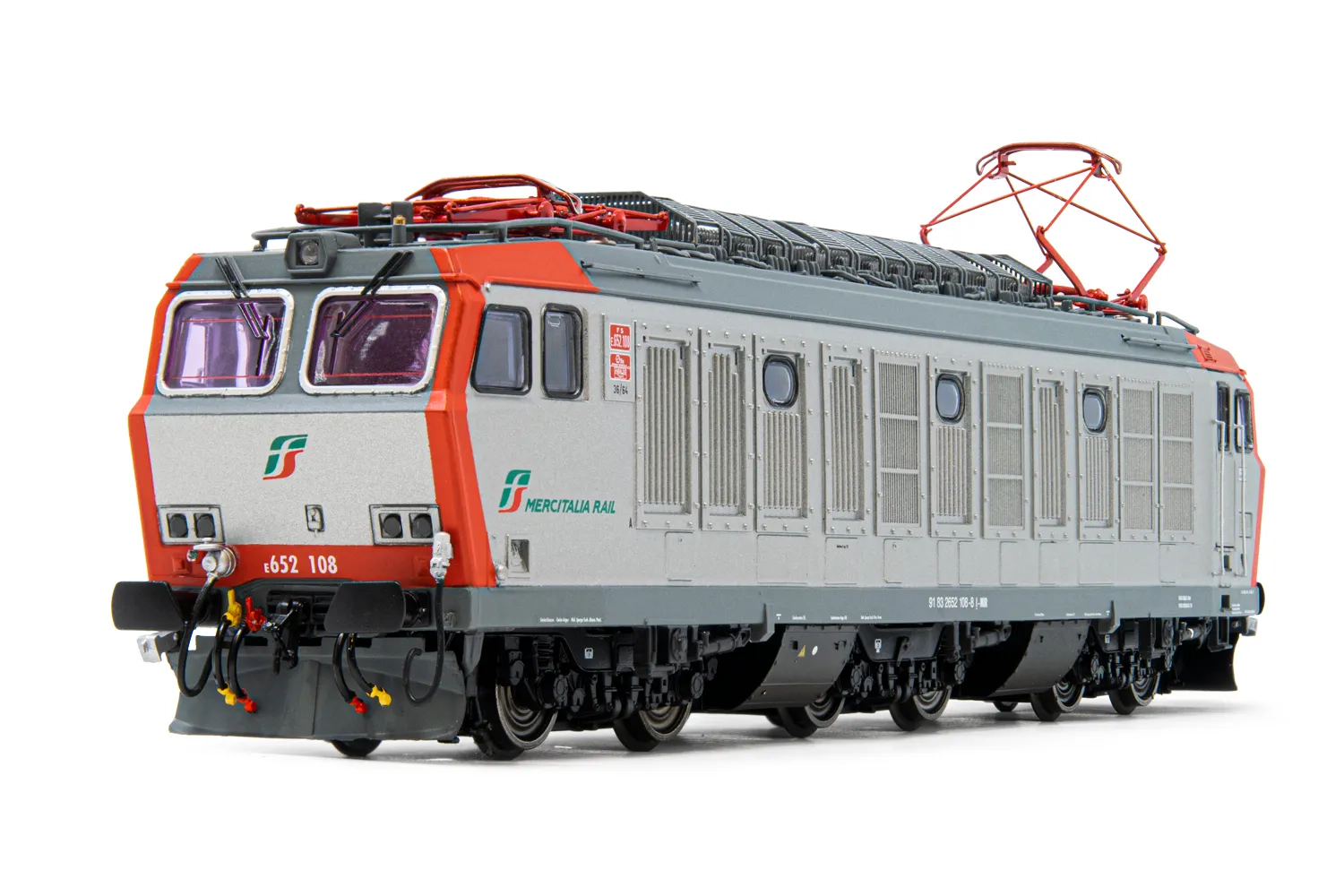 FS, electric locomotive class E.652 108, silver/red "FS Mercitalia" livery, period VI, with DCC-decoder