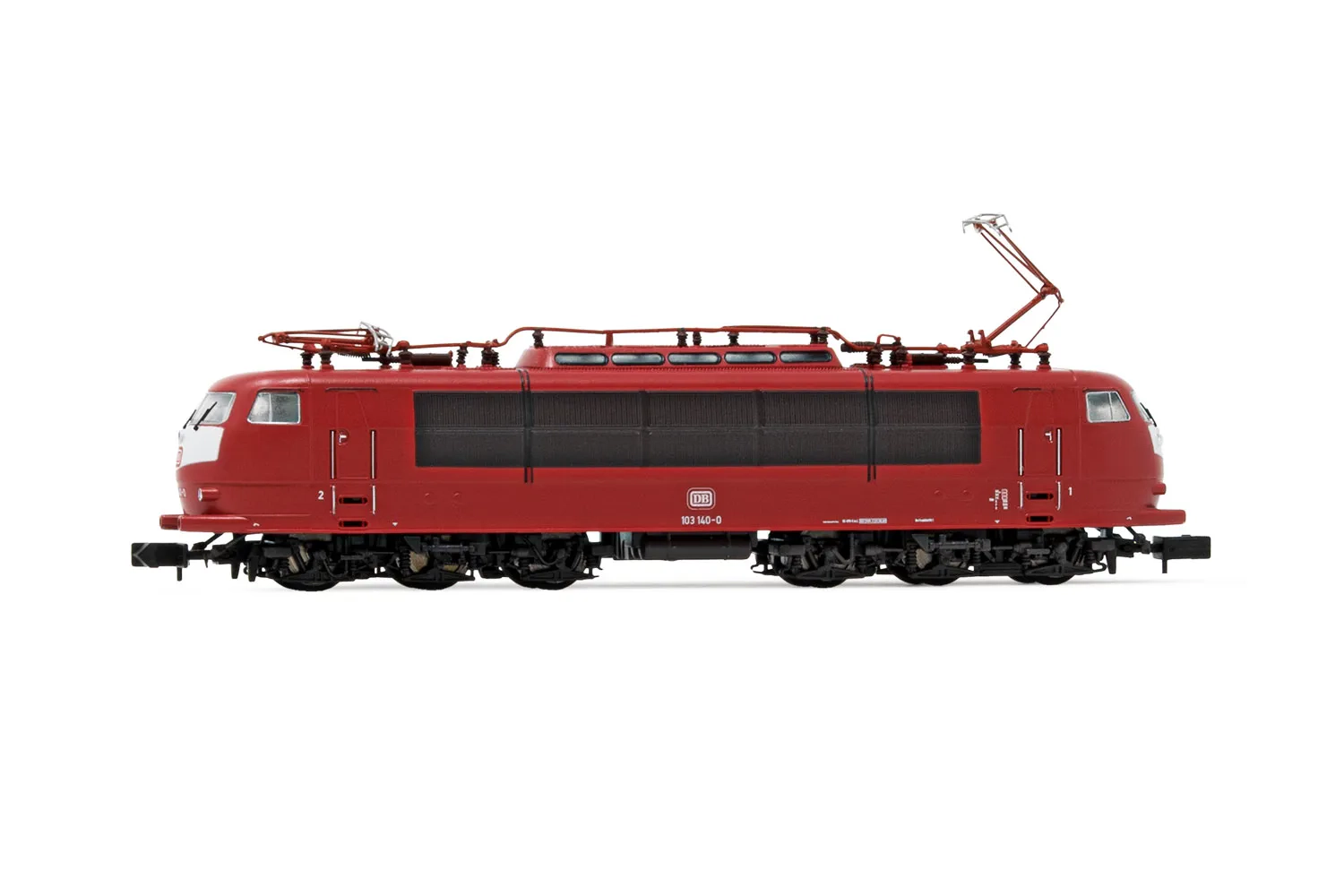DB electric locomotive 103 140, single arm pantograph, orientred livery, ep. IV