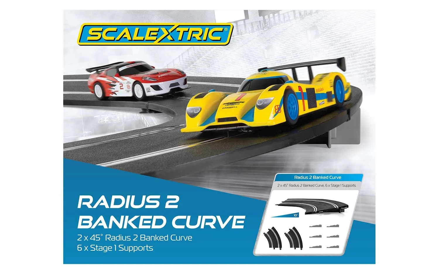 * Scalextric C8296 Banked Curve Radius 2 45 degree 1:32 Scale Accessory 