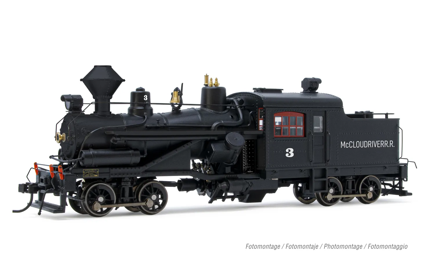 Heisler steam locomotive, 2-truck model, "McCloud River Railroad #3", ep. III, with DCC sound decoder