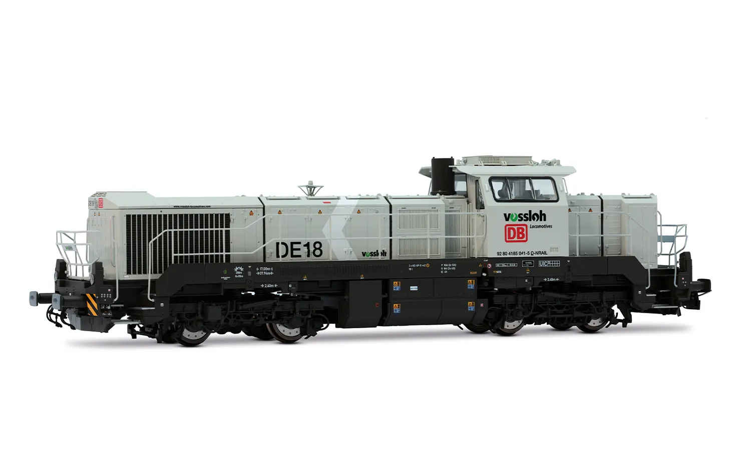 DB/NorthRail, locomotiva diesel Vossloh DE 18, livrea grigia, ep. VI