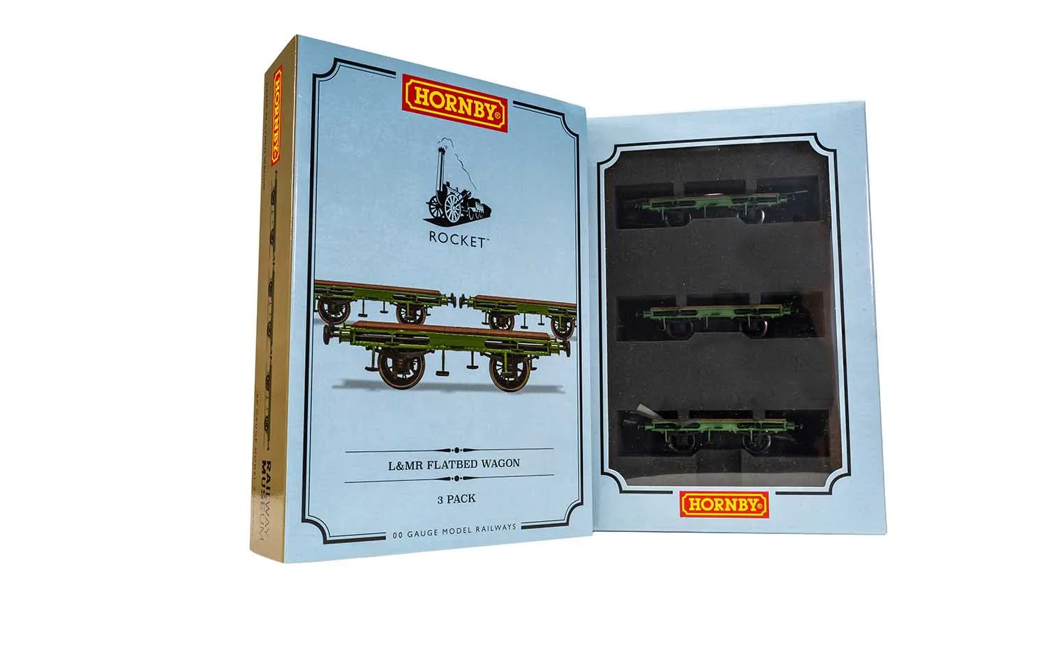 Flat Bed Wagon Pack containing 3 x Flat Bed wagons (Stephenson's Rocket)