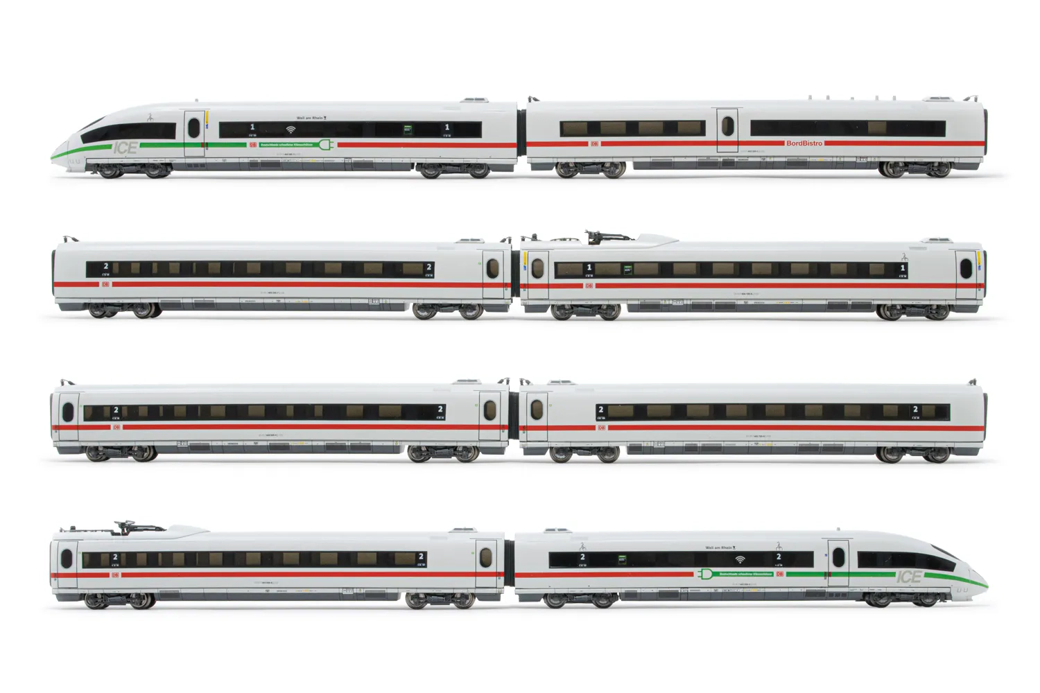 DB AG, coffret de 8 unités, automotrice électrique ICE 4320 "Deutschlands schnellster Klimaschützer", livrée blanc ave bande vert/rouge, ép. VI