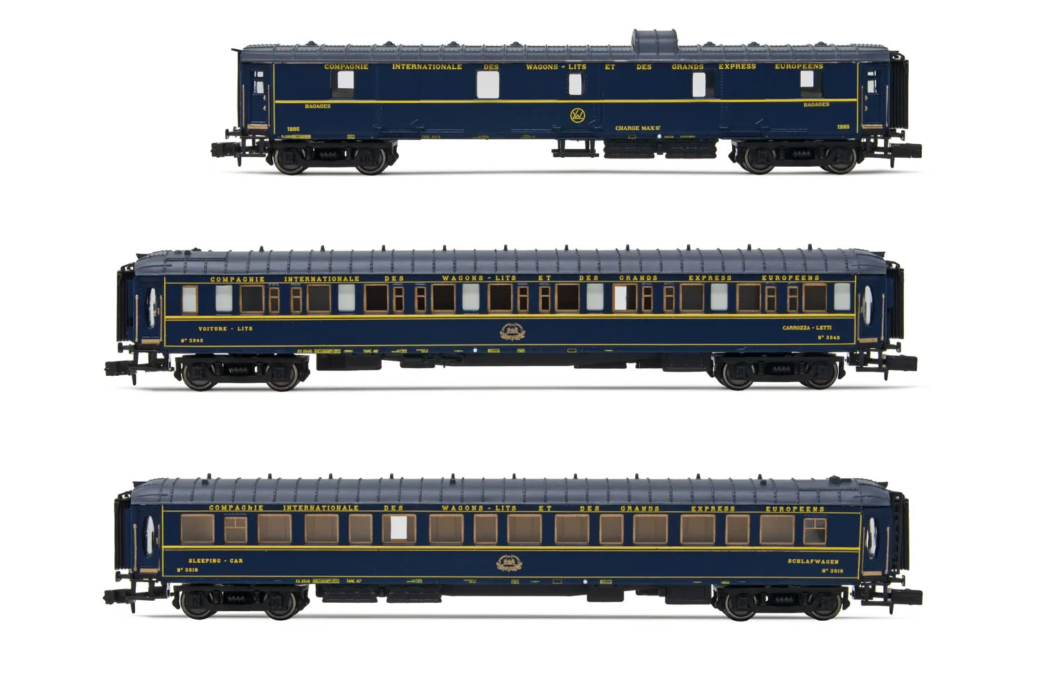CIWL, coffret de 3 voitures «Train Bleu», composé de 1 fourgon et 2 voitures-lits Lx, ép. III
