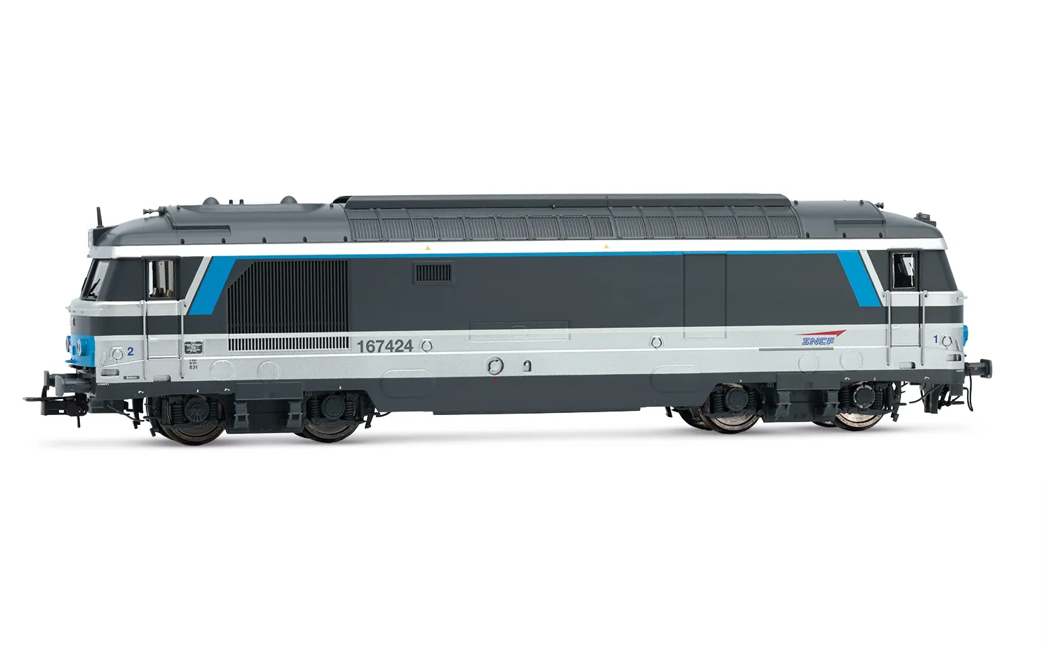 SNCF, locomotive diesel BB167424 avec parois plates, livrée « Multiservice », ép. VI