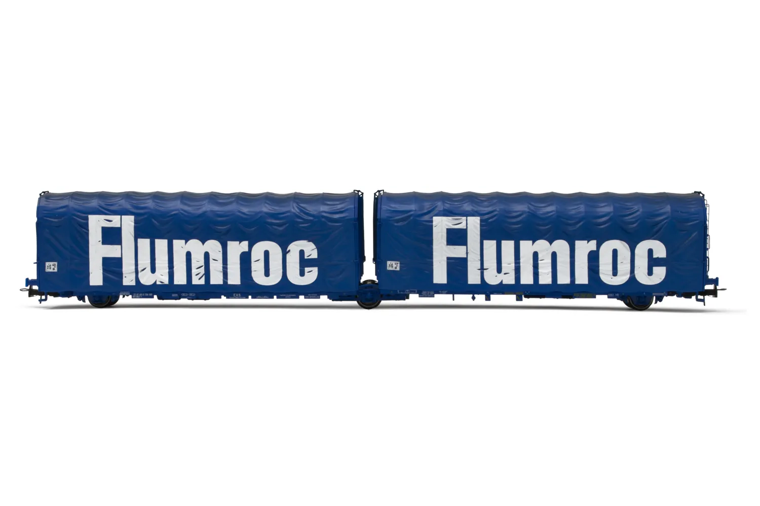 SNCF, wagon bâché à 3 essieux Lails, livrée bleue, «Flumroc», ép. IV