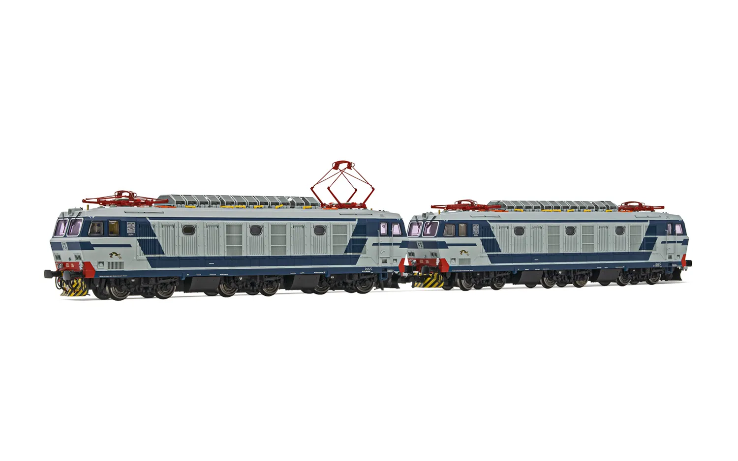 FS, set di 2 locomotive elettriche E.633 serie 200, livrea blu/grigia, entrambe motorizzate, ep. IV-V