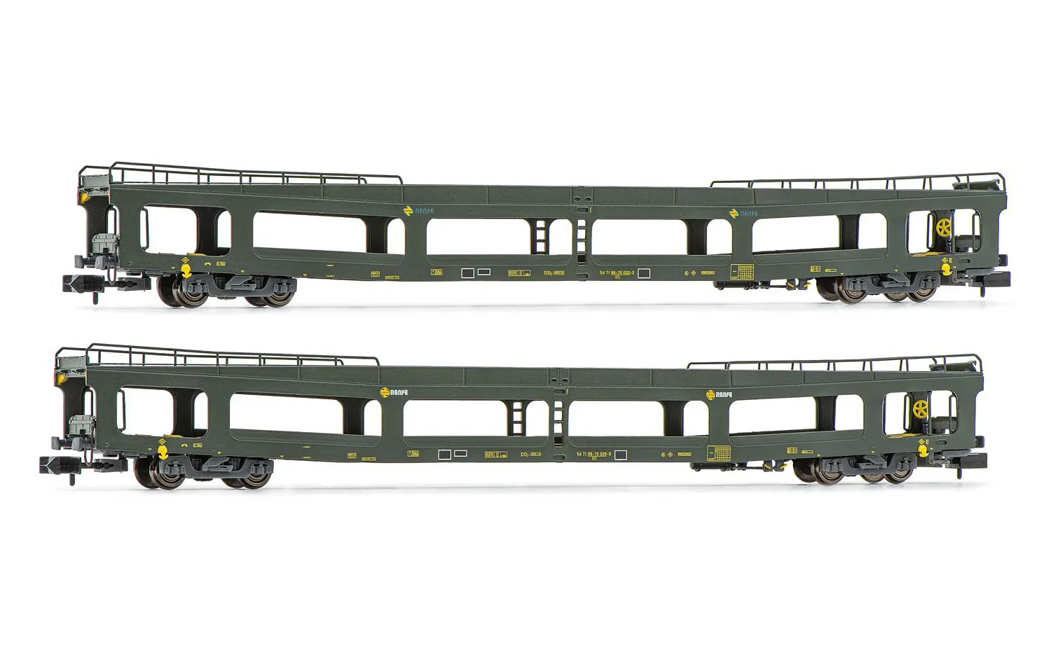 RENFE, set di 2 unità , carro DDMA per trasporto auto al seguito, livrea d'origine, ep. IV