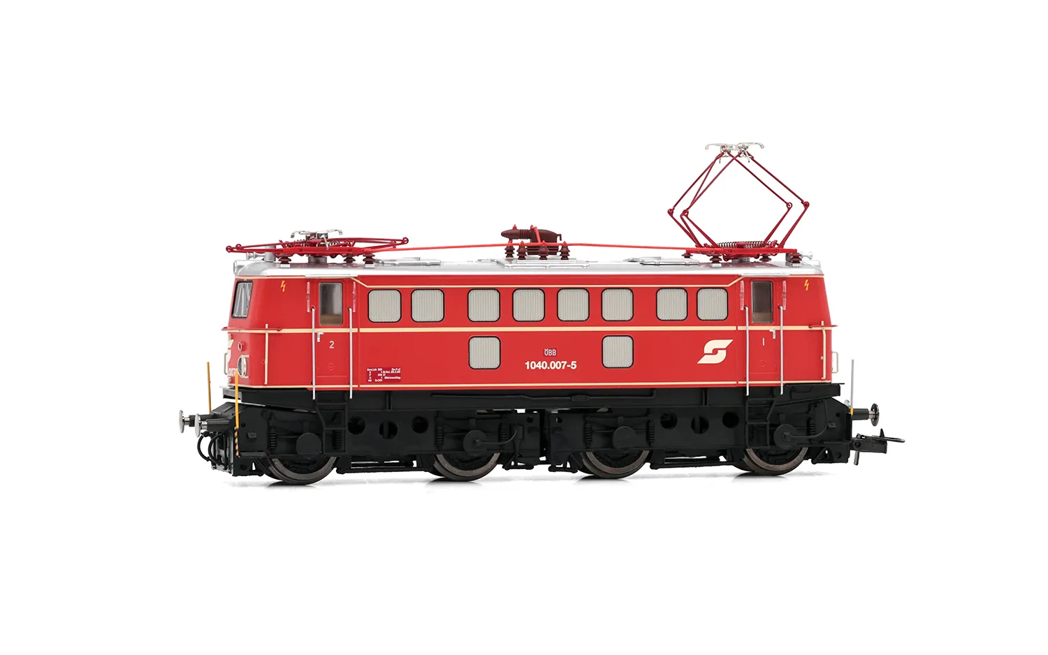 ÖBB, electric locomotive 1040 007-5, new lateral air vents, vermillion livery with three decoration lines, low roof, steps on front, ep. V, with DCC sound decoder