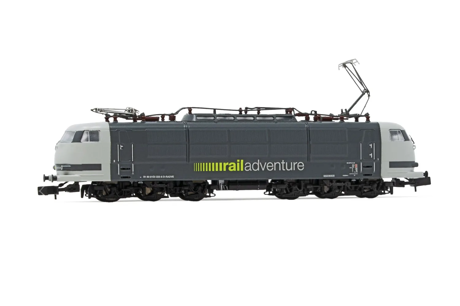 RailAdventure, locomotive électrique 103 222-6, avec longues cabines, pantographe unijambiste, livrée gris, ép. VI, avec décodeur sonore