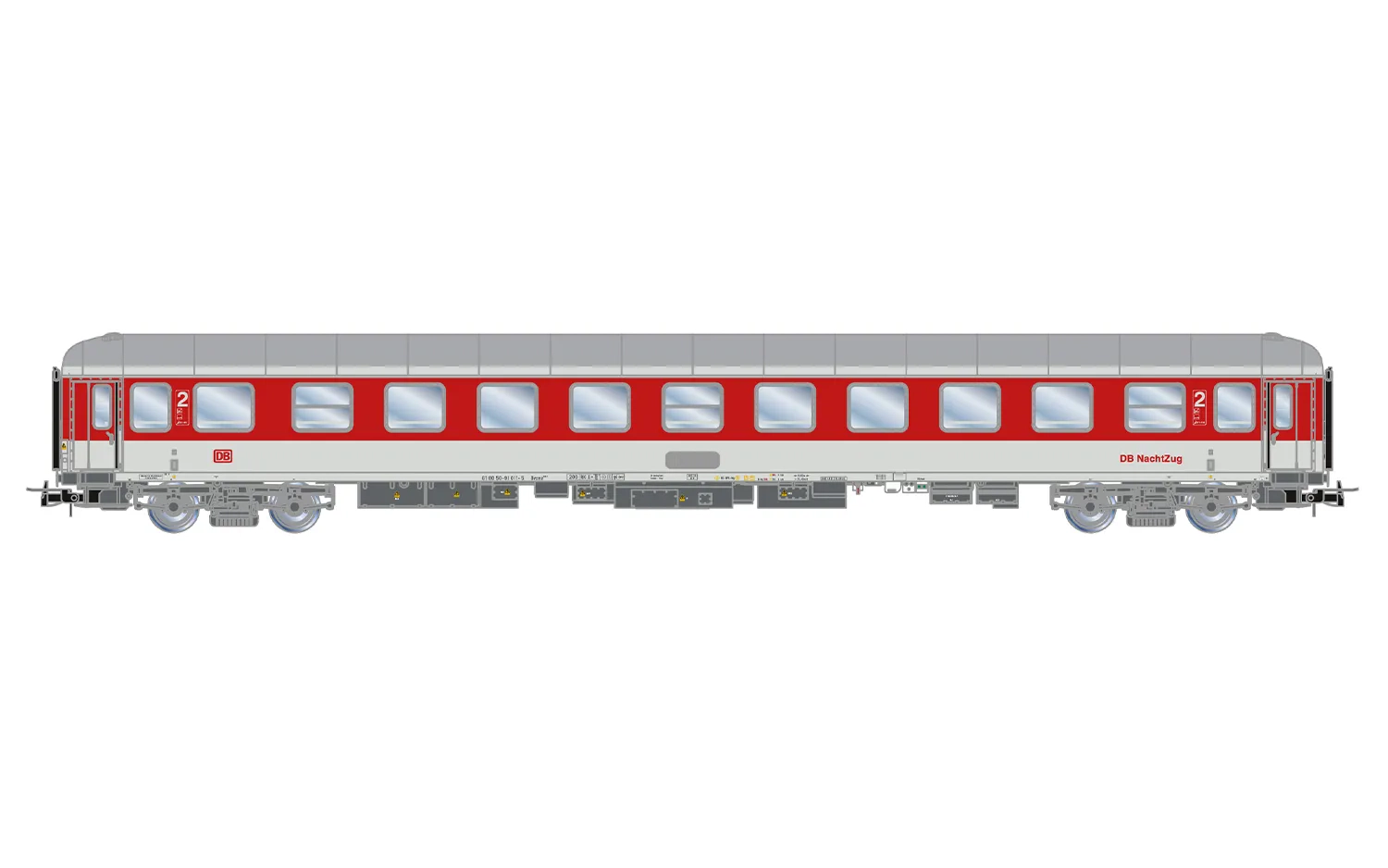 DB Nachtzug, 2-unit set of couchettes Bvcmz248, white/red livery, ep. V
