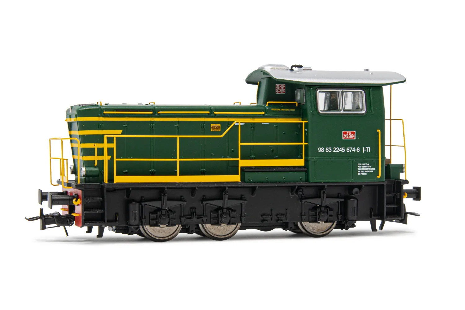 FS, Diesellokomotive Reihe D.245, in grüner Lackierung mit modernen Griffstangen, Ep. VI, mit DCC-Sounddecoder