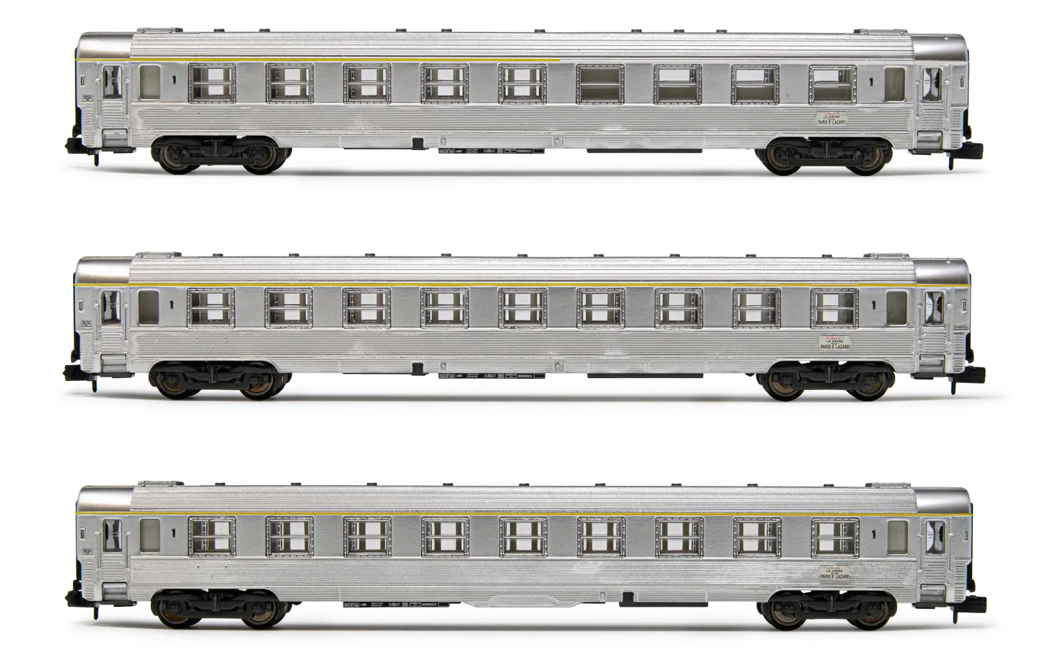 SNCF, 3-tlg. Set "La Mouette", DEV Inox Reisezugwagen, 2 x A9 + 1 x A5 Cafeteria, Ep. IV