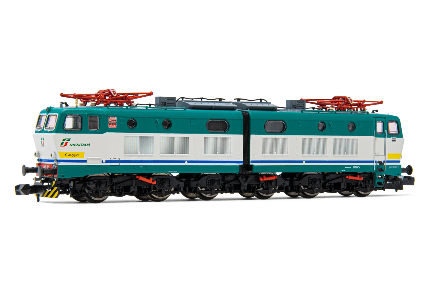 FS, locomotiva elettrica E.655 seconda serie, livrea "XMPR Cargo" con nuovo logo FS Trenitalia, ep. V-VI