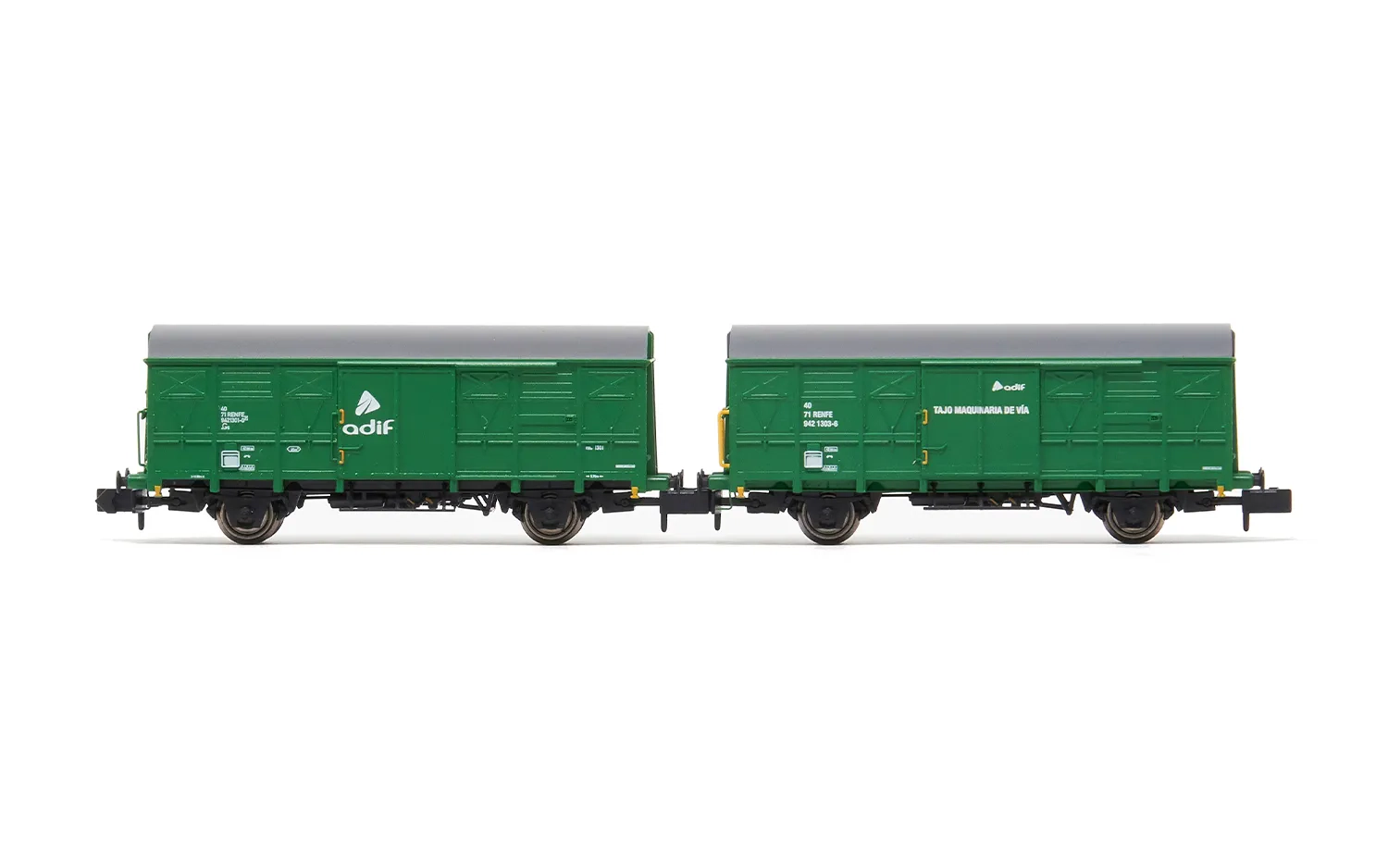 ADIF, 3-unit pack, 2 x J2 wagon + SSV-500 coach, green livery, ep. VI