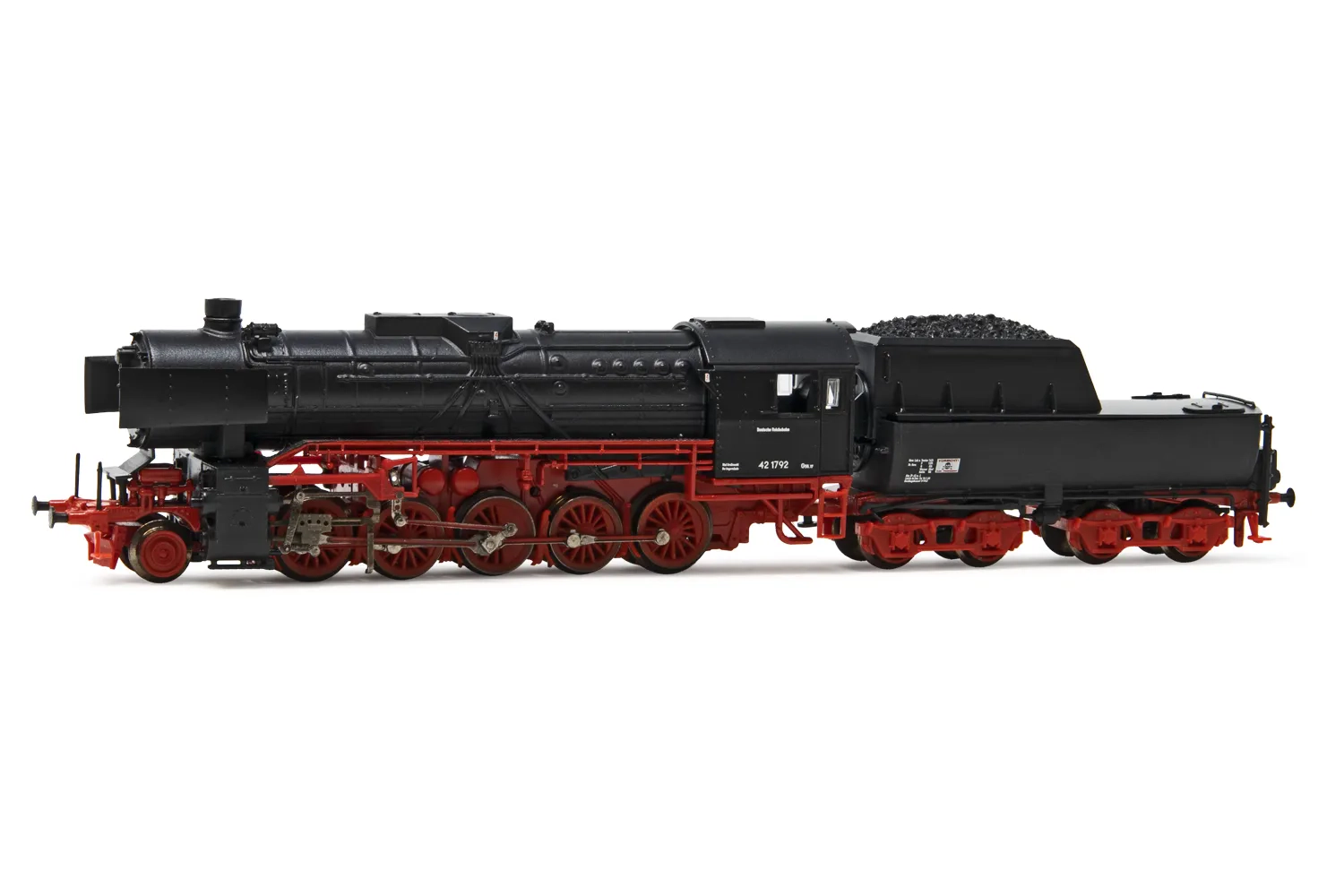 DR, locomotive à vapeur classe 42, livrée rouge/noire, avec 3 feux avant, ép. III, avec décodeur sonore