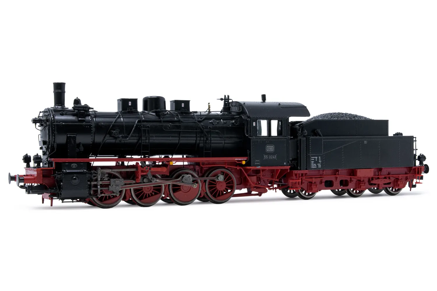 DB, locomotiva a vapore classe 55.25 (ex KPEV G 8.1), livrea rossa/nera, ep. III, con DCC Sound decoder