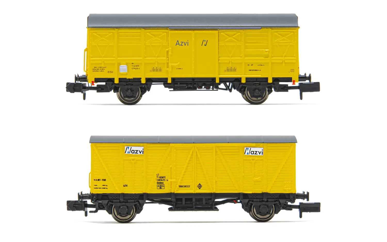 AZVI, 2-unit pack 2-axle closed wagon J2 + J3, yellow livery, period V-VI