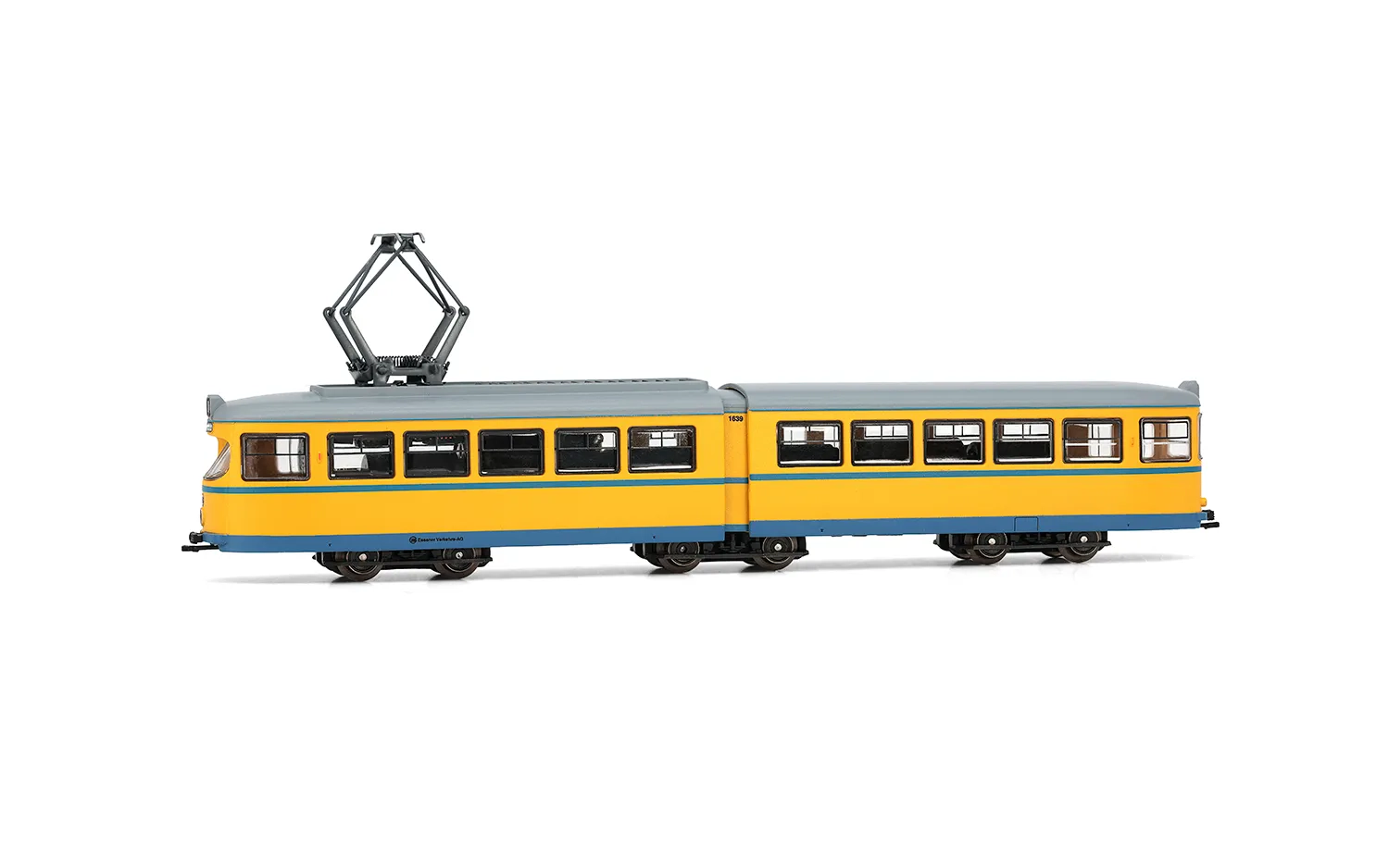 Tranvia DUEWAG GT6, versión Essen, decoración amarillo/azul, ép. IV-V