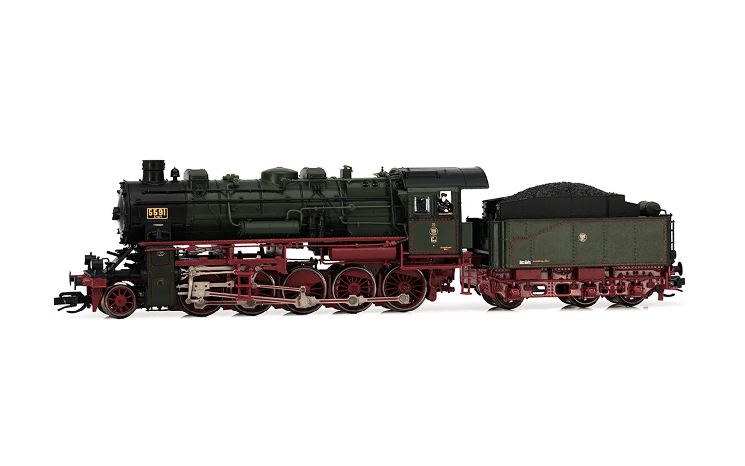 P.St.E.V., steam locomtive G 12, 3-dome boiler, green/brown livery, period I, with DCC sound decoder