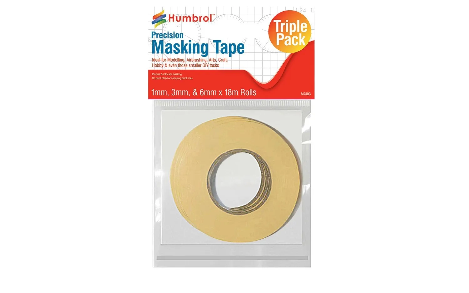 Precision Masking Tape Set 1mm, 3mm & 6mm x18m rolls