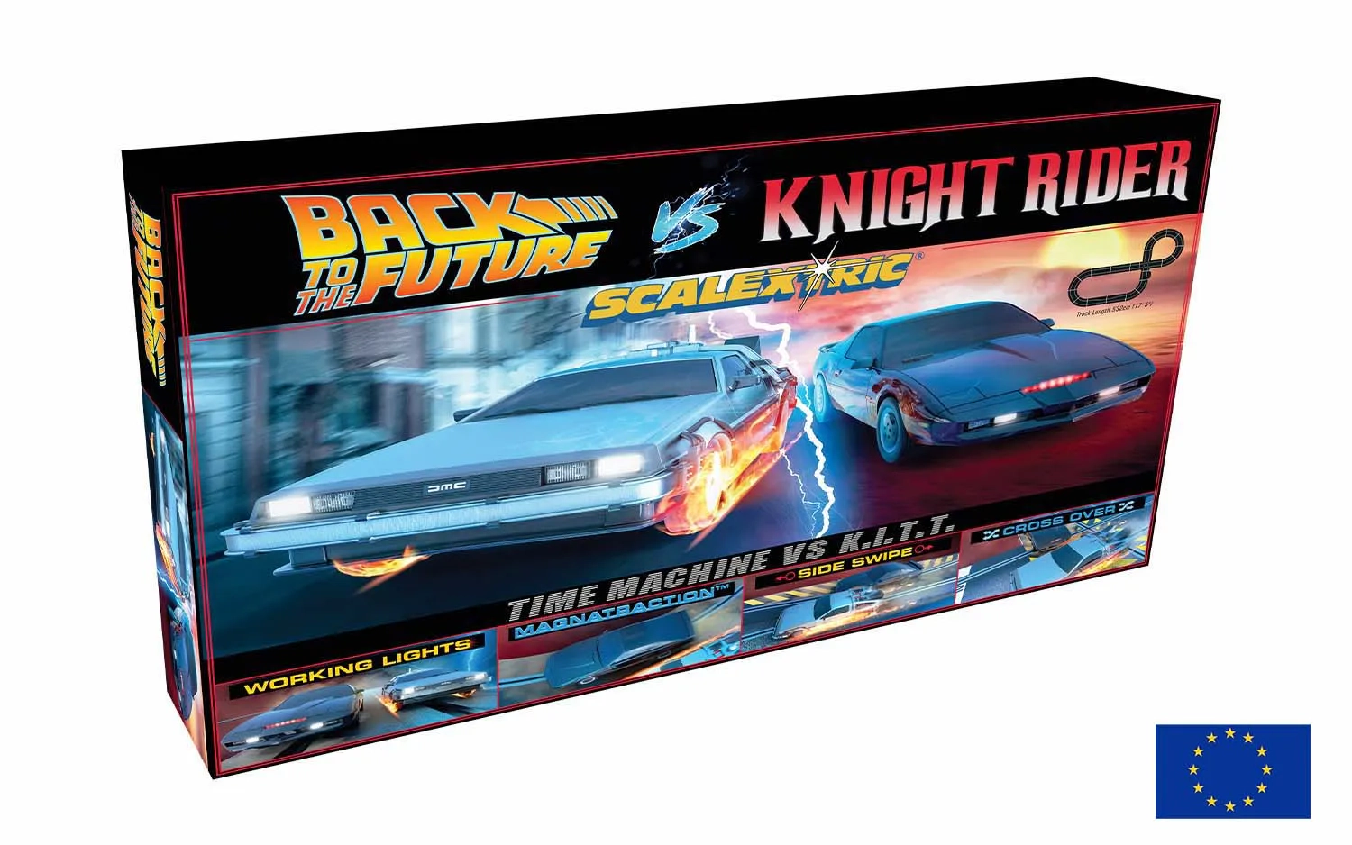Scalextric 1980s TV - Back to the Future vs Knight Rider Race Set - EU Plug