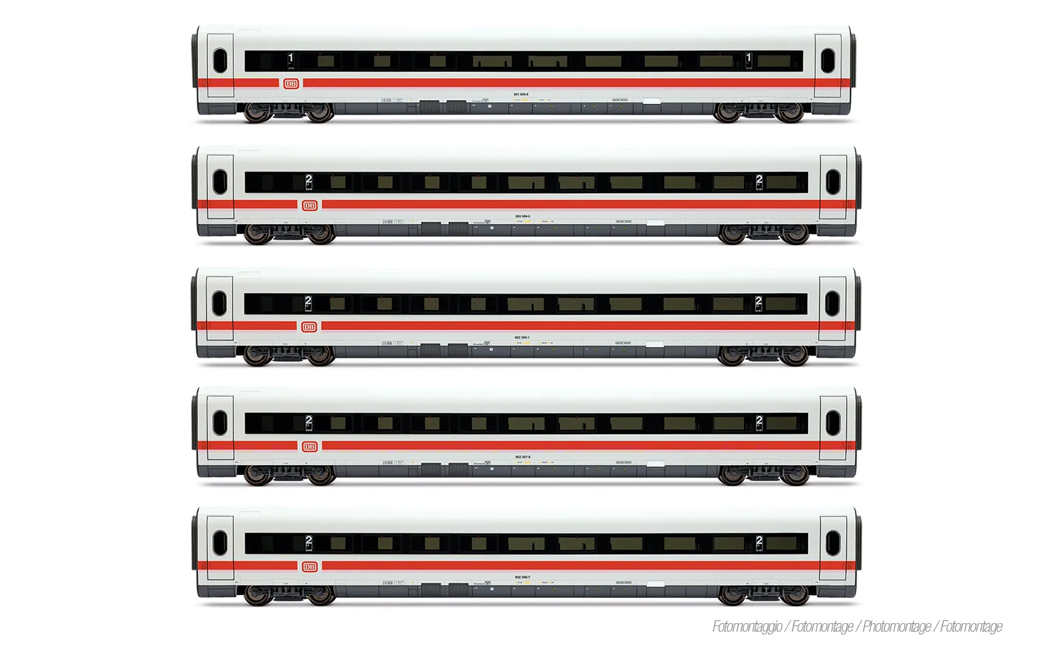 DB, 5-tlg. Set Zwischenwagen für ICE-1 HL1750 (1 x 1. Klasse + 4 x 2. Klasse)