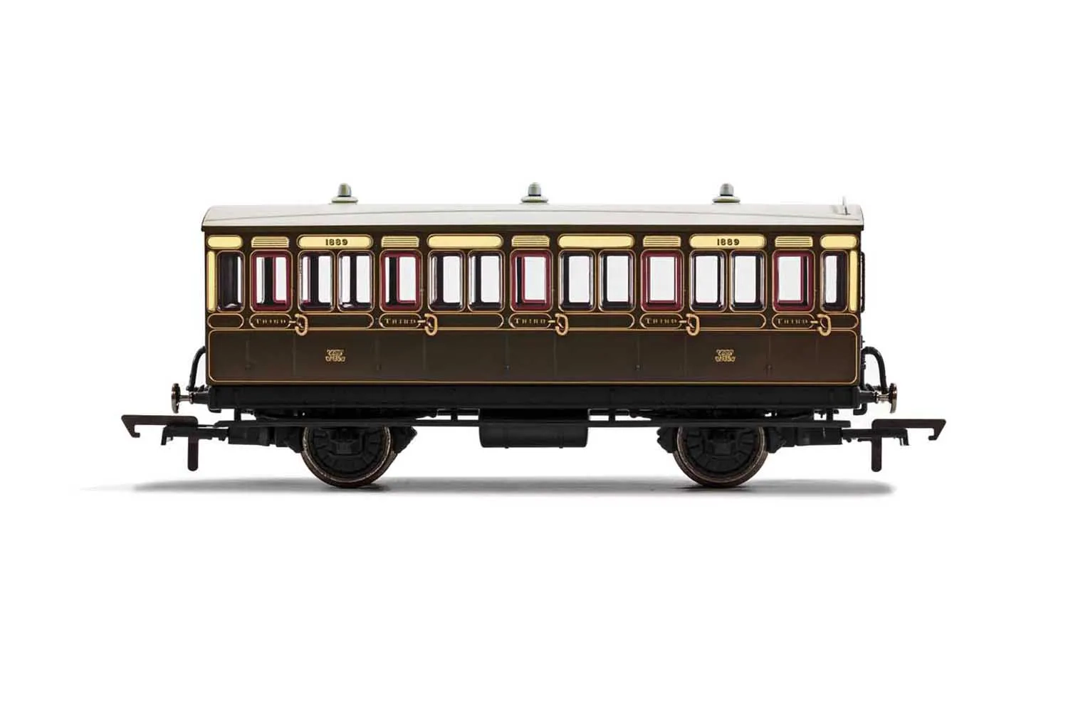 GWR, 4 Wheel Coach, 3rd Class, Fitted Lights, 1889 - Era 2/3
