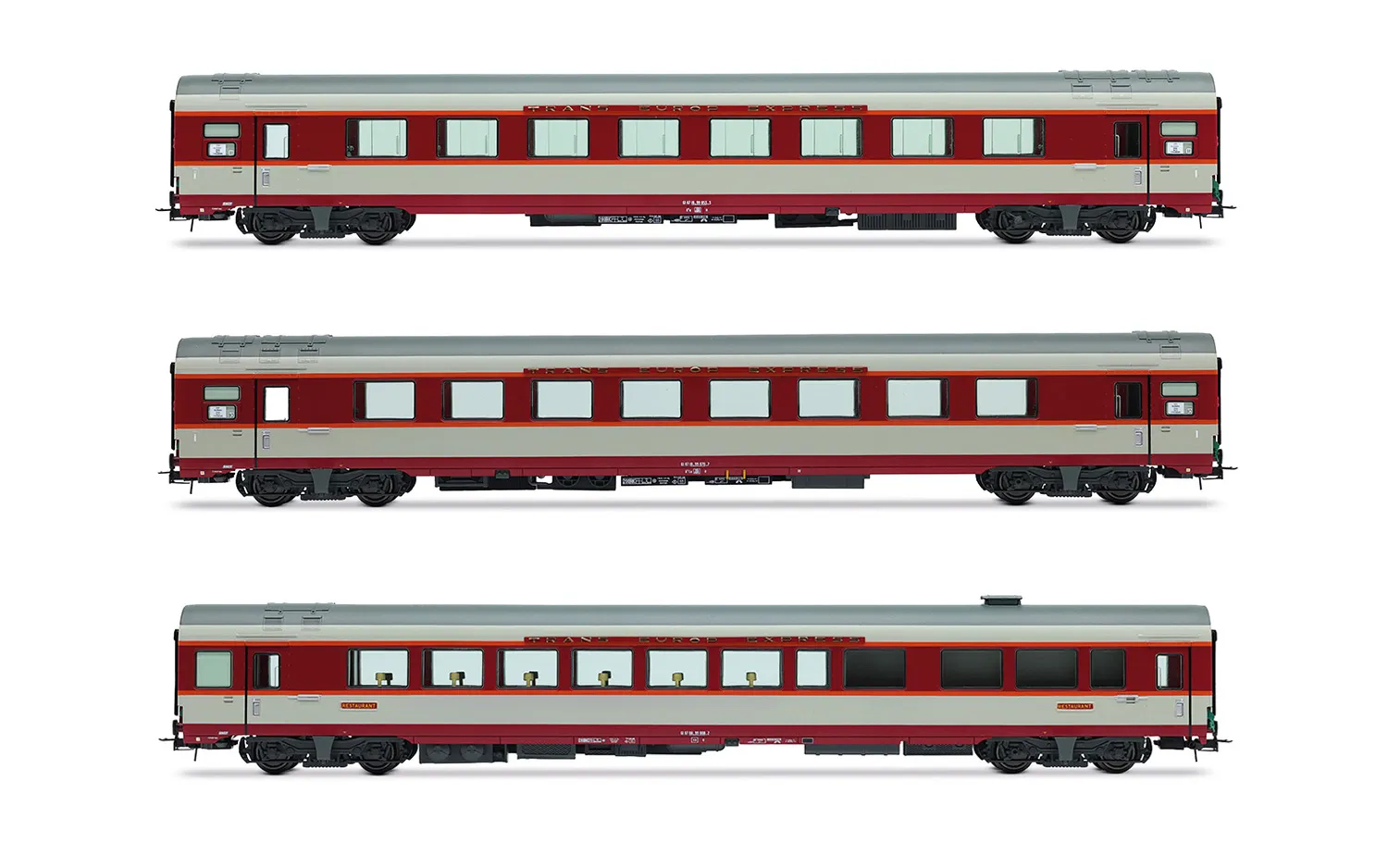 SNCF, 3-unit pack Gran Confort coaches TEE "Le Kléber" (A8u, A8tu, Vru), betón grey, ep. IV
